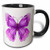 3dRose mug_62044_4 "Large Purple Butterfly" Two Tone Black Mug, 11 oz, Multicolor