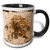 3dRose (mug_152970_4) A Brown Tinged Samurai Warrior Against An Oriental Building With Oriental Writing. - Two Tone Black Mug, 11oz