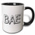3dRose mug_200636_4 "Bae block letters on white background" Two Tone Mug, 11 oz, Black/White
