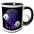 3dRose "Halloween Ghosts And Cat In House" Two Tone Black Mug, 11 oz, Black