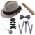 Xuhan Mens Roaring 1920s Great Gatsby Accessories Set Newsboy CapManhattan Hat Suspender Bow Tie B-Gray