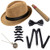 Xuhan Mens Roaring 1920s Great Gatsby Accessories Set Newsboy CapManhattan Hat Suspender Bow Tie B-Camel