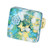 GlassOfVenice Murano Glass Venetian Reflections Square Adjustable Ring - Aqua Gold