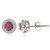 Sterling Silver Ruby   White Topaz 5mm Halo Stud Earrings