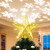 Yostyle Christmas Tree Topper Lighted Star Tree Topper with LED Rotating Snowflake Projector Lights3D Hollow Golden Star Snowflake Tree Topper for Xmas Tree Decorations