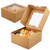 Aoligo 30PCS Bakery Pie Boxes with Window Kraft Paperboard Pastry Box Cookie Boxes 6x6x3 inches Brown