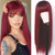Freyja Hair Long Straight Cosplay Synthetic Wig with Bangs Wine Red Wigs Heat Resistant Hair Wig Machine Made for Women24Inch Wine Red