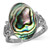 Silvershake Oval Shape Abalone Paua Shell Inlay 925 Sterling Silver Victorian Style Heart Knot Ring Size 6_5