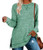 Women Long Sleeve Loose Casual Fall Tops Side Split Pullover Green-M