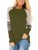 HARHAY Womens Leopard Print Color Block Tunic Round Neck Long Sleeve Shirts Striped Causal Blouses Tops Army Green L
