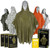 Emergency Rain Ponchos 3-Pack Reusable Mylar Poncho for Men Women Kids Adults  Emergency Gold Thermal Blanket for Camping Hiking   Outdoors Army Green