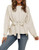 ZESICA Womens Long Sleeve Crew Neck Solid Color Side Split Oversized Knit Pullover Sweater Jumper Tops with Belt Yellow