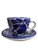 Talavera Espresso Ceramic Floral Cup and Saucer - Blue and White -2 oz - Espesso Azul y Blanco