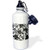 3dRose Trendy Black n Flowers Sports Water Bottle 21 oz White