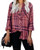 Womens Long Sleeve Plaid Collared Tops Button Down Boyfriend Casual Flannel Shirt with Pocket Pink