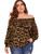 SOLY HUX Womens Plus Size Leopard Print Long Sleeve Top Off Shoulder Frill Trim Blouse Multicoloured 2XL