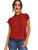 Romwe Womens Elegant Short Sleeve Mock Neck Workwear Blouse Top Shirts Red Solid M