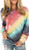 Womens Crewneck Sweatshirt Long Sleeve Tops Tie Dye Printed Colorblock Casual Loose Pullover Red-16 Medium