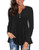 Tralilbee Womens Plus Size Tunic Tops Long Sleeve Casual Floral Henley Shirt Black L
