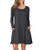 KORSIS Women Long Sleeve Tops T-Shirt Dress Round Neck Casual Loose Dress Dark Gray 2XL