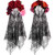 2 Pieces Day of The Dead Headpiece Mexican Headband Veil Rose Floral Crown with Veil Headband Halloween Costume