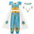 Anbelarui Girls Arabian Princess Costume Party Halloween Fancy Dress Up with EarringsNecklaceHeaddress Blue 02 4-5T