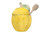 Creative Co-op Stoneware Shaped Lid   Bamboo Utensil Lemon Jar Yellow