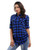 OCHENTA Womens Long Sleeve Button Down Plaid Flannel Shirt D005 Blue Black M