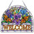 Amia Butterfly and Iris Suncatcher Welcome Panel Multicolor