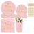 161PCS Pink Birthday Party Supplies Disposable Tableware Serving 20 People Including Paper Plates Straws Napkins Cups Tableware and Tablecloths Suitable for Girls Birthday Party Decorations
