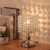 HAITRAL Bedside Table Lamps - Square Crystal Night Lamp with Unique Lampshade Silver Desk Lamps for Living Room Bedroom Dining Room Dresser Office Kitchen HT-BD027