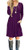 AUSELILY Womens Long Sleeve Pleated Loose Swing Casual Dress with Pockets Knee Length S Purple