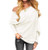OmicGot Womens Off Shoulder Sleeve Loose Pullover Batwing Sweater Knit Jumper White XL