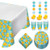 Rubber Duck Dessert Party Pack - Bubble Bath Paper Plates Napkins Cups Table Cover and Hanging Cutouts Set Serves 16
