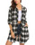 HOTOUCH Women Long Sleeve Button Down Plaid Tunic Shirt Dress Black XXL