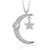 Agvana S925 Sterling Silver Cubic Zirconia CZ Moon Star Dainty Pendant Necklace Birthday Anniversary Jewelry Christmas Gifts for Women Teens Girls with Gifts Box 162 Inches Extender Chain