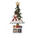 E-view Christmas Advent Calendar Wooden Xmas Tree Tabletop Decor with Lights Rustic Countdown with Number Blocks Wood Santa Snowman Decoration Indoor Holidays Ornament Snowman A