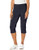 Ruby Rd_ Womens Petite Pull-On Super Stretch Solar Millennium Tech Cropped Capri With Embellished Slit Hem Navy 4P