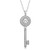 Jewelili Sterling Silver 6mm Cubic Zirconia Dancing Key Pendant Necklace 18 Rolo Chain