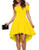 Sarin Mathews Women Off The Shoulder Short Sleeve High Low Cocktail Skater Dress Yellow S
