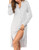 FINEJO Sleepwear Womens Casual V Neck Nightshirt Long Sleeve Long Nightgown L