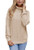 Pink Queen Womens Turtleneck Long Sleeve Casual Solid Loose Chunky Knit Pullover Sweaters Apricot M