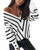 LANISEN Color Block Sweaters for WomenLadies Trendy Off The Shoulder Loose Knit Sweaters V Neck Batwing Sleeve Oversized Pullover Jumpers White-Striped XL