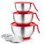 P P CHEF Mixing Bowls with Lids Stainless Steel Mixing Bowl Set for Kitchen Mix Cook Bake Prep With Long Handle Pour Spout Non-slip Base Grater Attachments Functional Lids -1_535 QT Red