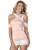 Venus Womens Color Block Top Asymmetrical Strappy Neck Cold Shoulder Form-Fitting Style - Pink - XS