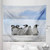 Lunarable Underwater Tapestry King Size Young Penguins Arctic Animals Picture Background with Snow Pile and Winter Sky Wall Hanging Bedspread Bed Cover Wall Decor 104 X 88 Blue Grey