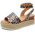 Womens Casual Espadrilles Flatform Studded Wedge Buckle Ankle Strap Open Toe Sandals Leopard12 M US
