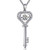 Key Necklace Womens Heart Key Necklace Fashion Dancing Pendant Necklace Dancing Heart Necklace Sterling Silver Dancing Diamond Necklace CZ Key Pendant Necklace Open Her Heart Dancing Pendant Necklace