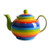 CinMin Rainbow Large Striped Ceramic Stoneware Handpainted Striped Teapot 40 ounce