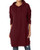 Kidsform Womens Long Sleeve Hoodie Tunic Dress Solid Pullover Loose Sweater Hoodie Sweatshirt Long Tops With Pocket Wine Red Medium